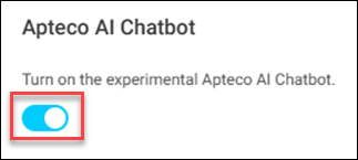 Apteco AI Chatbot Apteco AI Chatbot toggle enabled