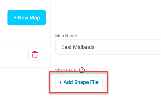 Add Shape File Add Shape Files button in Map Definitions