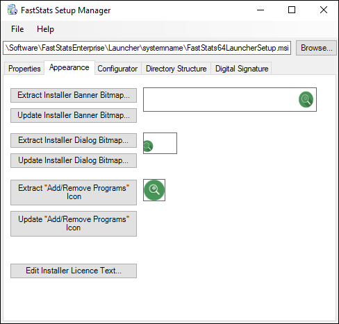 Appearance tab Appearance tab in Setup Manager