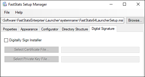 Digital signature Digital Signature section in Setup Manager