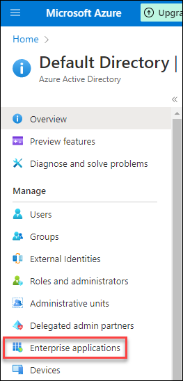 Enterprise applications Enterprise applications menu item