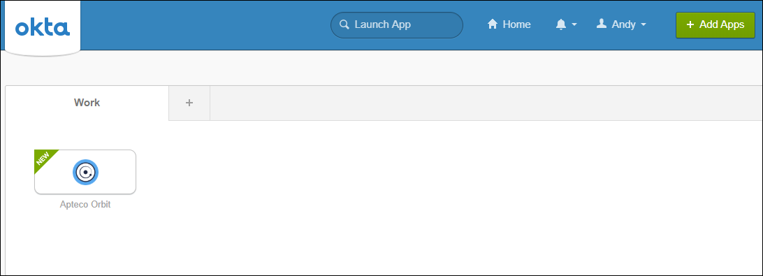 App configuration complete Okta user home page showing the configured application