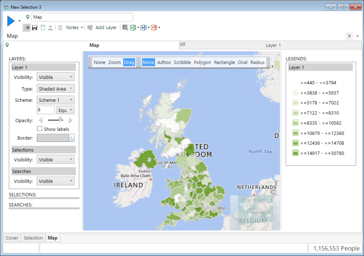 Shaded map FastStats map displaying shaded shapes
