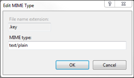 MIME Type for .key Edit MIME Type dialog for .key extension