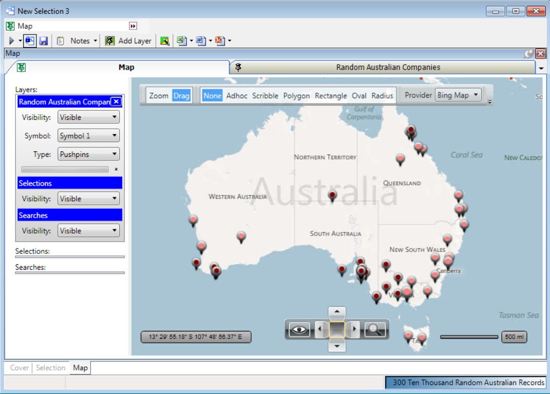 Plot Pushpins Map displaying Plot Pushpins