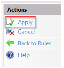 Apply action Apply action in Actions panel