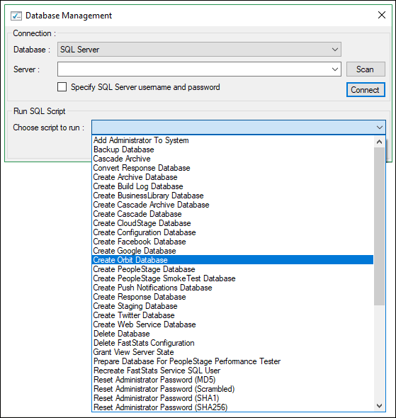 Create Orbit Database Create Orbit Database option selected