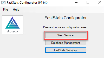 Web Service FastStats Configurator Web Service button