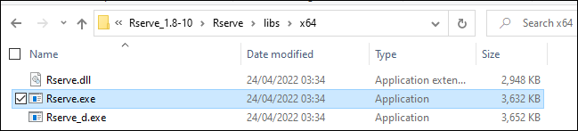 Rserve exe location Rserve Location