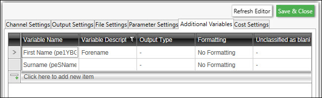 Additional Variables Additional Variables