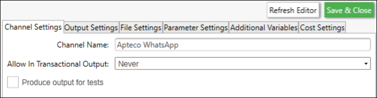 Channel Settings Channel Settings