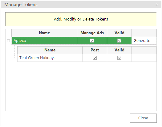 Manage Tokens Manage Tokens