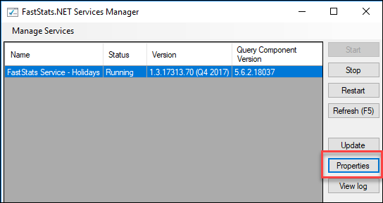 FastStats Services Manager FastStats Services Manager