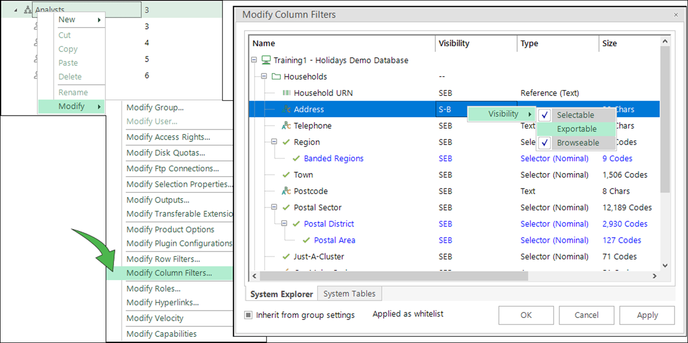 FastStats User Menu Modify Column Filters FastStats User Menu Modify Column Filters