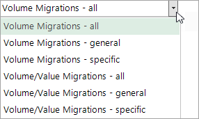Migrations drop-down menu Migrations drop-down menu