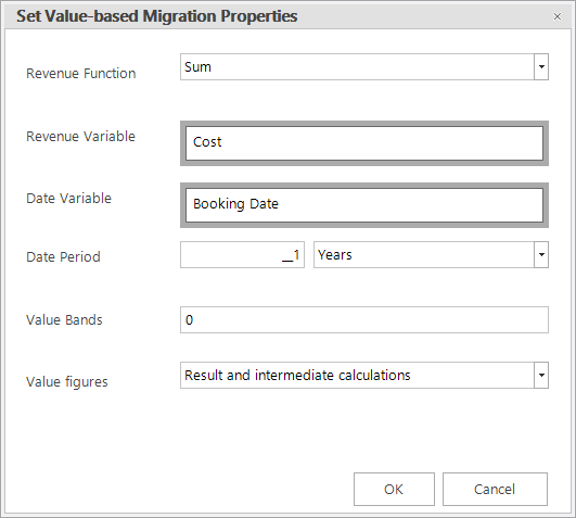 Set Value Based Migration Properties dialog Set Value Based Migration Properties dialog