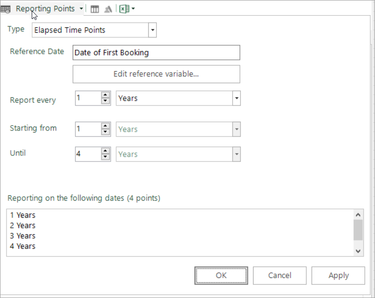 Elapsed Time reporting points Elapsed Time reporting points