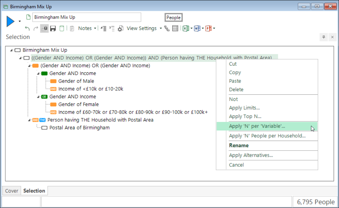 Apply 'N' per Variable menu option