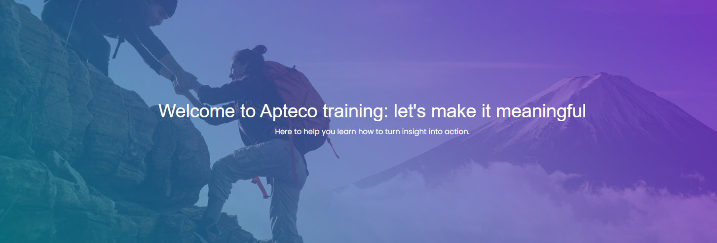 Apteco Learning Hub home screen