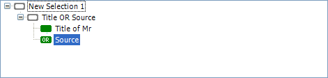 Selection tree with black-line insertion cursor between same-level nodes