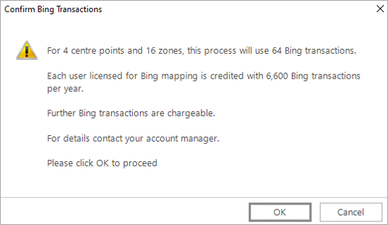 Confirm Bing Transactions dialog