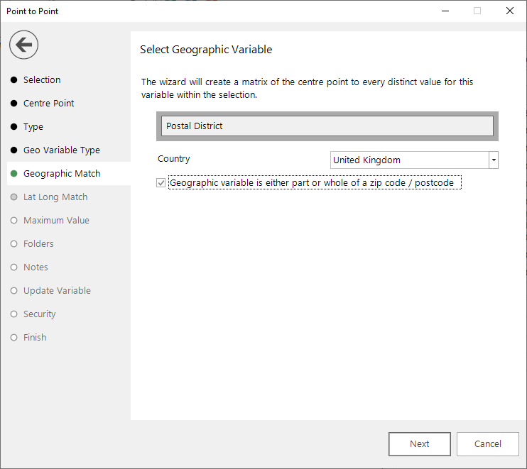Select geographic variable