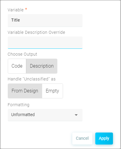 Add variable selector options Add variable selector options