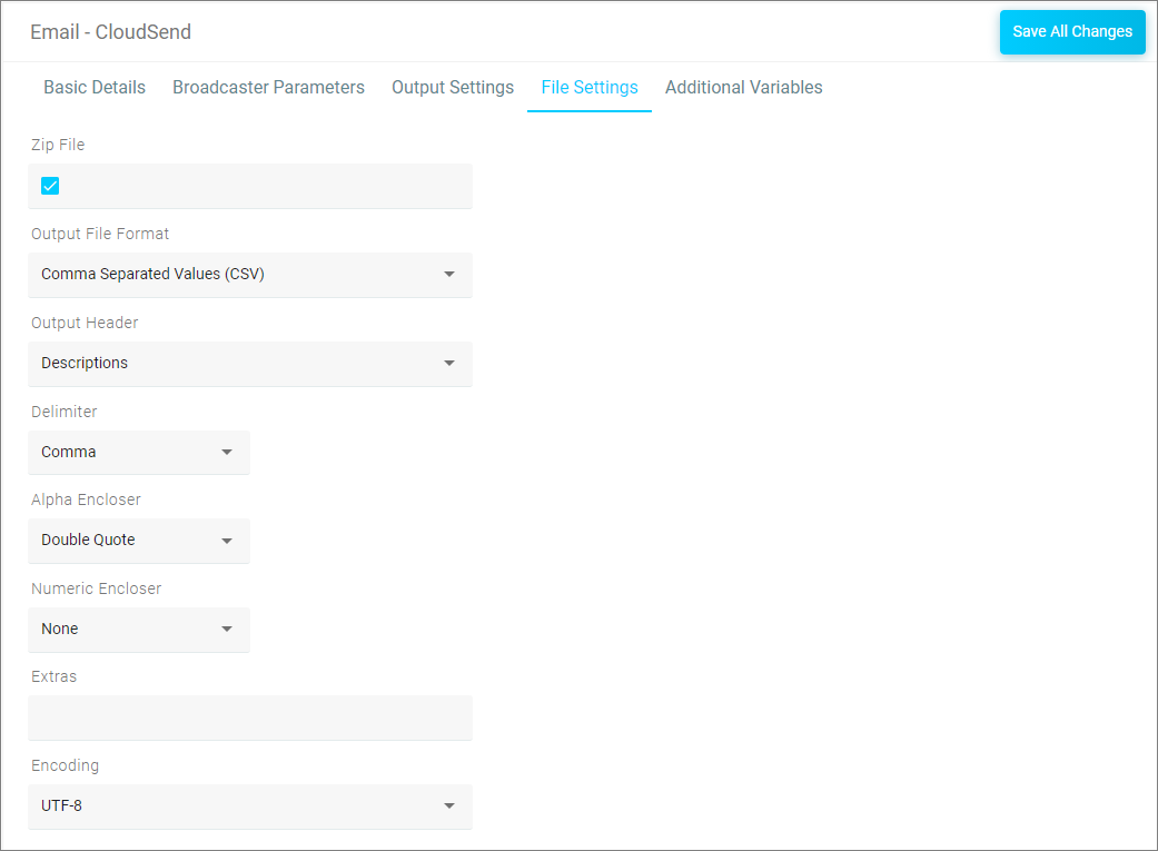 Channel editor - File Settings Channel editor - File Settings