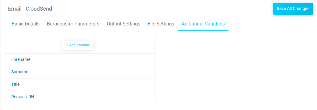 Channel editor - Additional Variables Channel editor - Additional Variables