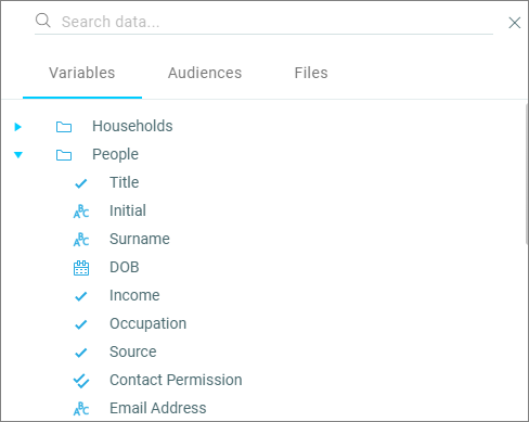 Browse variables Browse variables