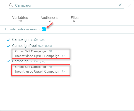Show codes in search Show codes in search