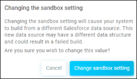 Changing the sandbox setting error message
