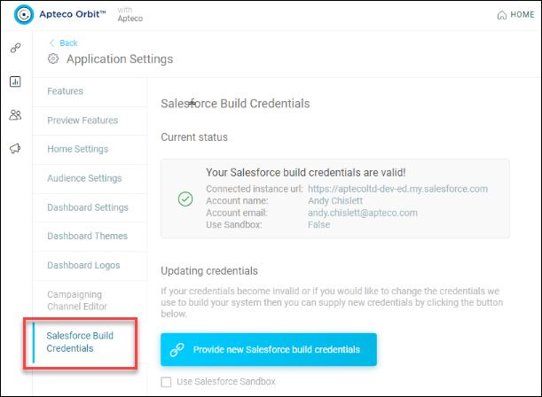 Salesforce Build Credentials