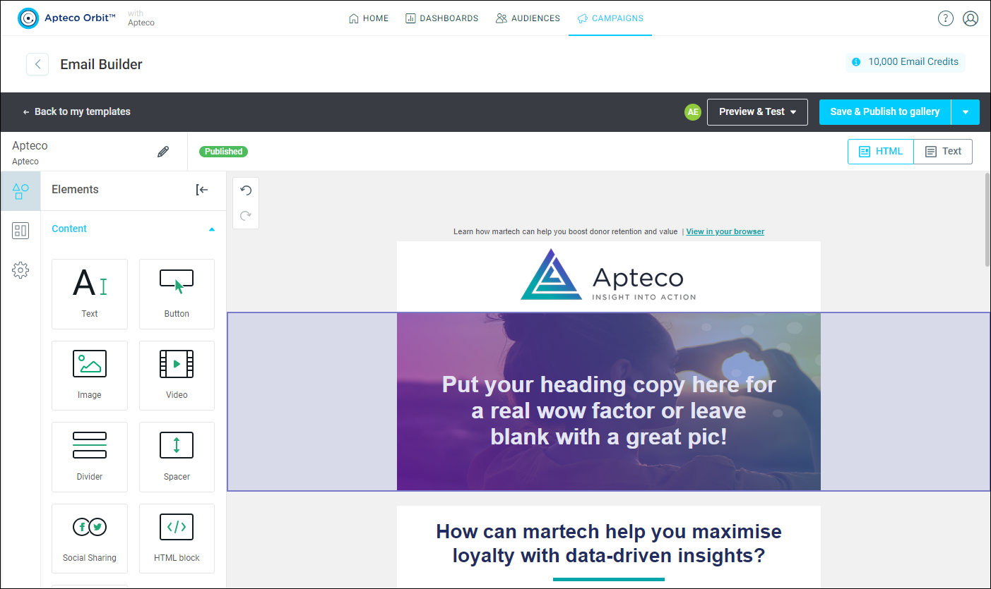 Editing in the Email Builder