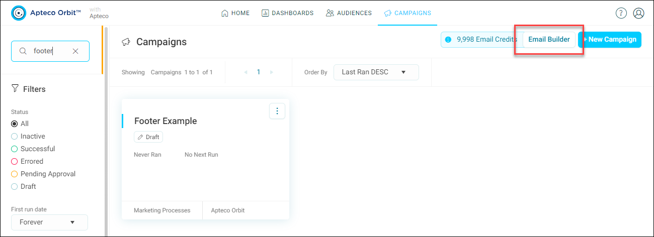 Open the Email Builder