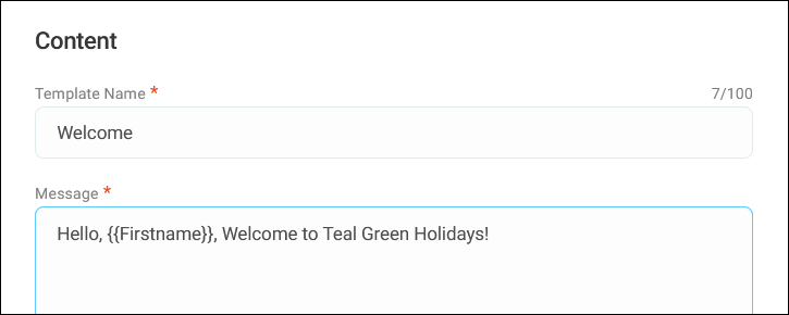 SMS Message Content
