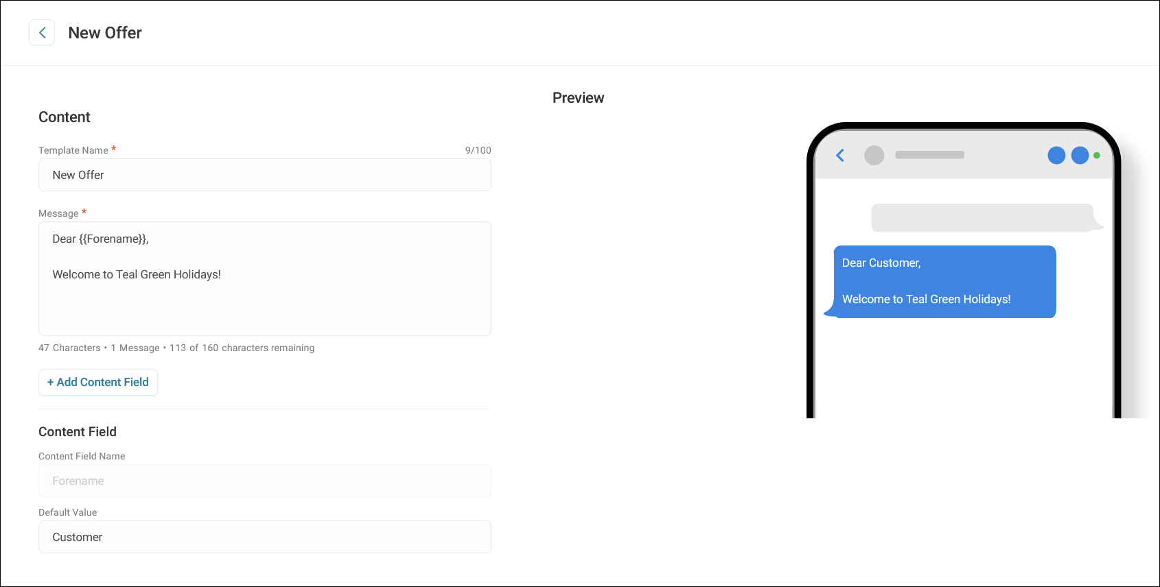 SMS preview