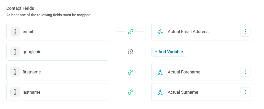 Contact fields