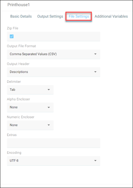 File settings