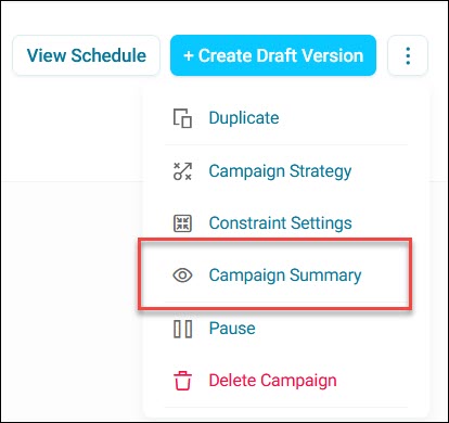 Campaign summary menu