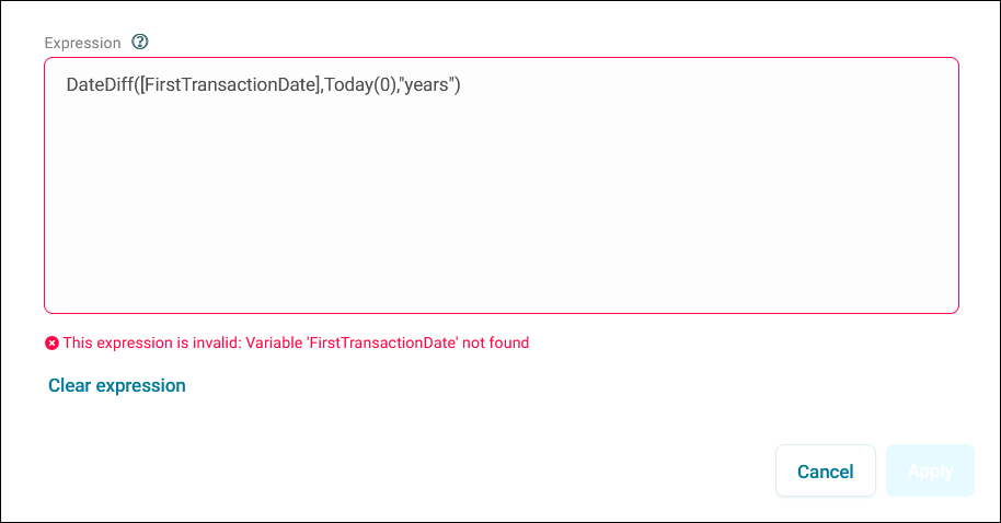 DateDiff expression