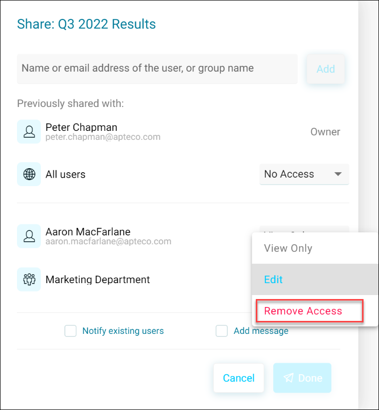 Remove access