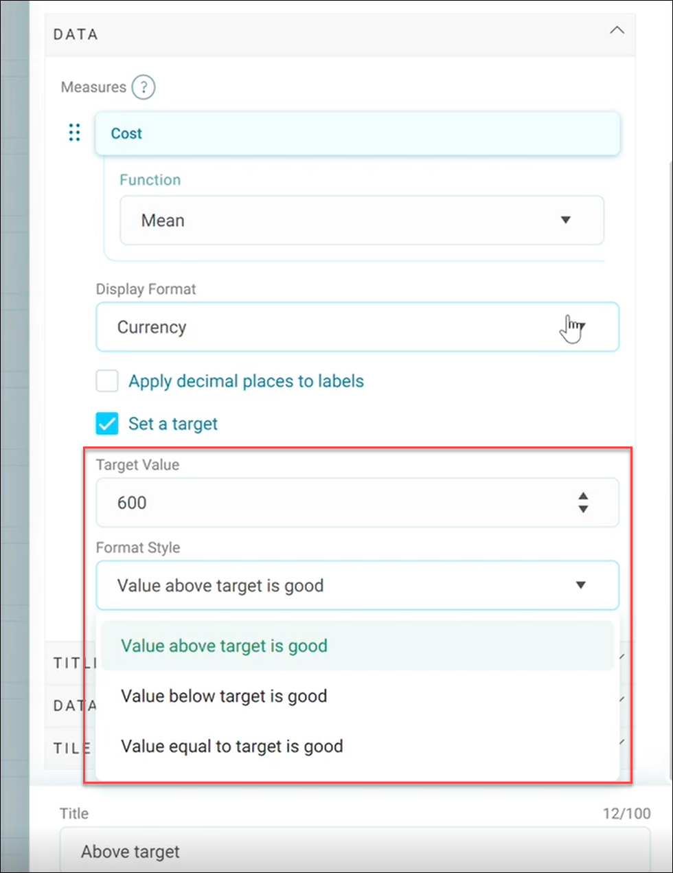 Target value format style