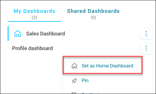 Set as home dashboard