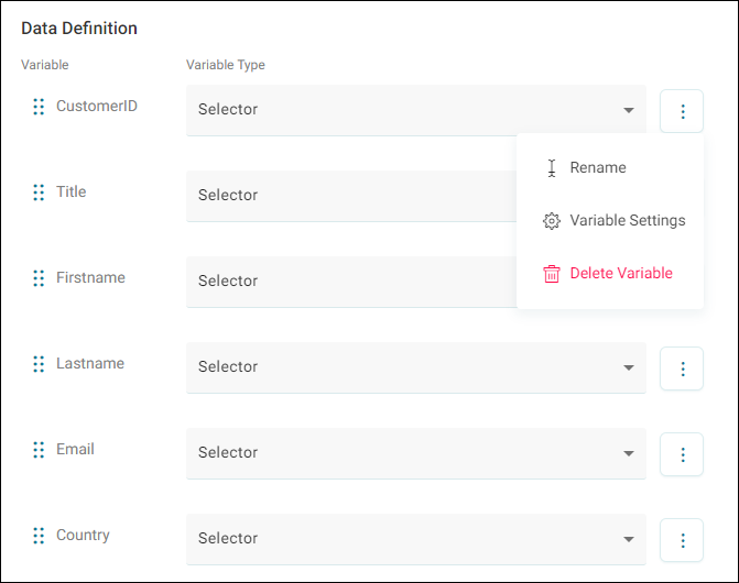 Data options