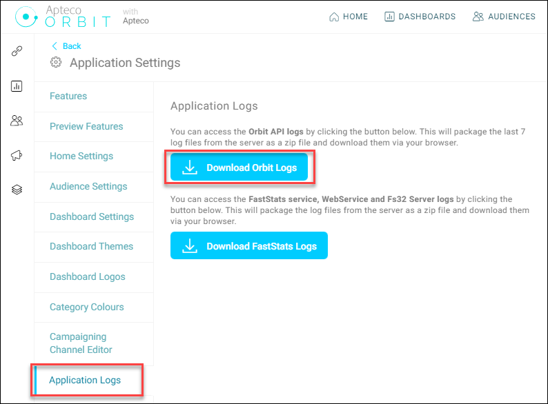 Application logs