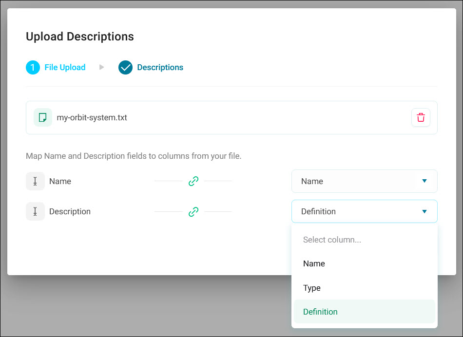 Upload descriptions