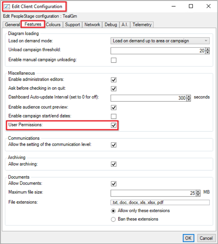 Edit client configuration