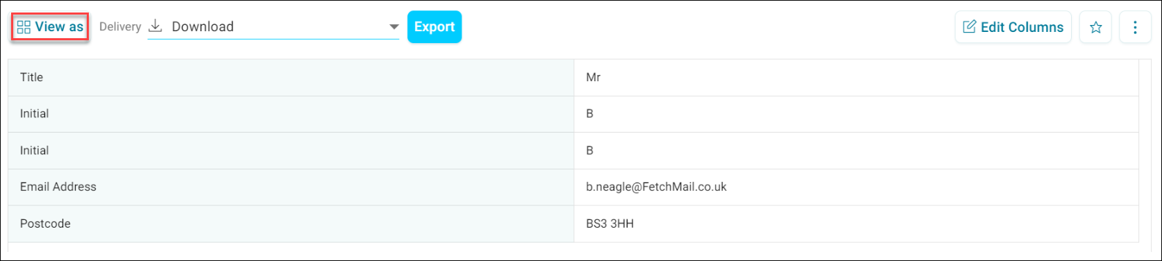 Browse data view as