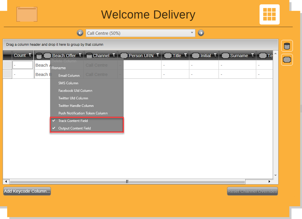 Delivery Track and Output Selected Delivery Track and Output Selected